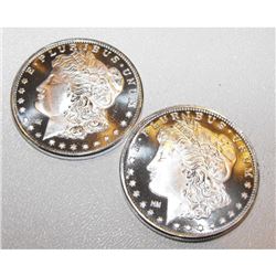 (2) Morgan Design Silver Rounds 1 oz Each