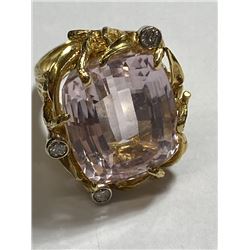 RARE Large 17 ct. Kunzite Ring in 14k YG