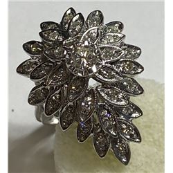 1 tcw. White Diamond Chandelier Style Ring 14k WG