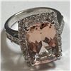 13.2 tcw. Morganite and Diamond Ring 14k WG