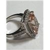 Image 2 : 13.2 tcw. Morganite and Diamond Ring 14k WG
