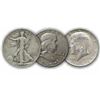 Image 1 : 90% Silver Half Dollar Lot- Mixed Random Dates (3)