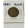 Image 1 : 1881 Indian Head Cent Good Grade