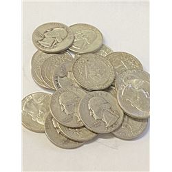 20 pcs. 90% Silver Washington Quarters