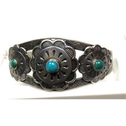 Turquoise and Sterling Indian Bracelet