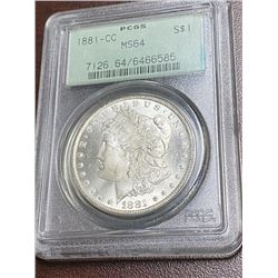 1881 Carson City MS 64 Morgan Silver Dollar