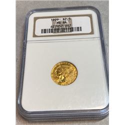 1929 MS 64 NGC $2.5 Gold Indian Coin