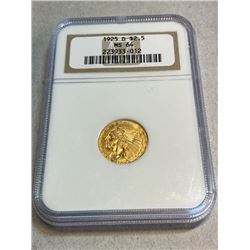 1925 d MS 64 NGC $2.5 Gold Indian