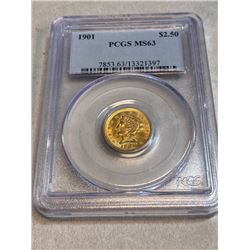 1901 MS 63 PCGS $2.5 Gold Liberty