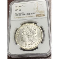 1878 Carson City MS 62 NGC Morgan Silver Dollar