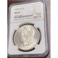1878 CC MS 62 NGC Morgan Silver Dollar