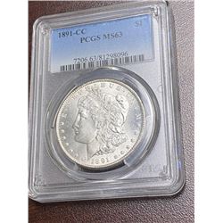 1891 Carson City key date MS 63 PCGS Morgan Dollar
