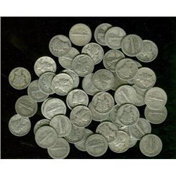 50 pcs. Random Date Mercury Dimes 90% Silver