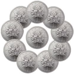 Lot of 10 Random Date 1 oz Silver Maple Leaf