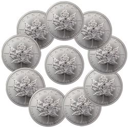 (10) 1 oz Silver Canadian Maple Leafs