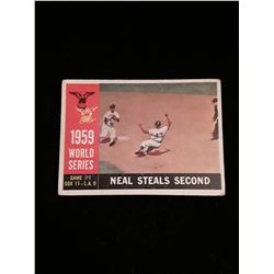 1960 Topps '59 World Series Game 1 Neal Steal Second No Creases