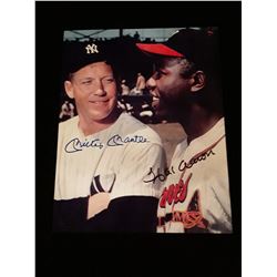 Hank Aaron Mickey Mantle Autograph 8x10 W/COA