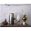 Image 1 : 3 Vintage Oil Lamps & Heater Fuel Tank