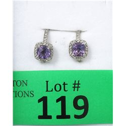 New Amethyst & Diamond Sterling Silver Earrings