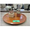 Image 1 : 2 Clark Glazed Pottery Bottle Stoppers on Tray
