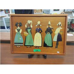 Vintage Hand Painted Wood Tray - 23"x 17"
