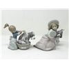 Image 1 : 2 Lladro Porcelain "Girl with Dog" Figurines