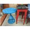 Image 1 : Blue Side Table and  29" Metal Stool