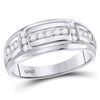 Image 1 : 1/2 CTW Mens Round Diamond Channel-set Wedding Ring 10kt White Gold - REF-47X9T