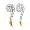 Image 1 : 1/4 CTW Round Diamond Curled Stud Earrings 10kt Yellow Gold - REF-19R2H