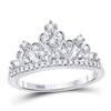 Image 1 : 1/5 CTW Round Diamond Crown Tiara Cocktail Ring 10kt White Gold - REF-19F2M