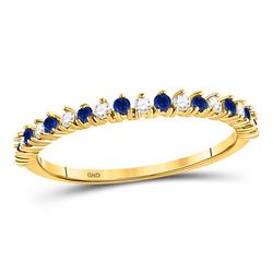 1/5 CTW Round Blue Sapphire Diamond Stackable Ring 10kt Yellow Gold - REF-11K9R