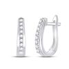 Image 1 : 1/4 CTW Round Diamond Oblong Hoop Earrings 10kt White Gold - REF-24Y3X