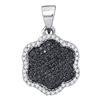 Image 1 : 1/4 CTW Round Black Color Enhanced Diamond Hexagon Cluster Pendant 10kt White Gold - REF-13F2M