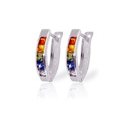 Genuine 1.30 ctw Multi-Color Sapphire Earrings 14KT White Gold - REF-30K9V