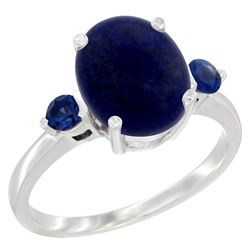 2.74 CTW Lapis Lazuli & Blue Sapphire Ring 14K White Gold - REF-30W2F