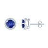 Image 1 : 1 & 1/2 CTW Round Lab-Created Blue Sapphire Diamond Stud Earrings 10kt White Gold - REF-18F3M