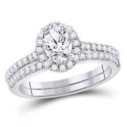 1 & 1/3 CTW Oval Diamond Bridal Wedding Engagement Ring 14kt White Gold - REF-264X3T