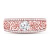 Image 2 : 3/4 CTW Round Diamond Solitaire Floral Bridal Wedding Engagement Ring 14kt Rose Gold - REF-147N6Y