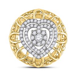 1/3 CTW Round Diamond Filigree Heart Pendant 14kt Two-tone Gold - REF-34A8N