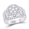 Image 1 : 1 & 7/8 CTW Round Diamond Cluster Bridal Wedding Engagement Ring 14kt White Gold - REF-143W9F