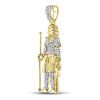 Image 2 : 3/8 CTW Mens Round Diamond Egyptian Pharaoh Charm Pendant 10kt Yellow Gold - REF-30T3K