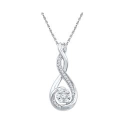 1/4 CTW Round Diamond Twisted Teardrop Cluster Pendant 10kt White Gold - REF-19Y2X