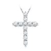 Image 1 : 1/3 CTW Round Diamond Cross Religious Pendant 10kt White Gold - REF-21N5Y