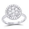 Image 1 : 1 CTW Round Diamond Halo Flower Cluster Ring 14kt White Gold - REF-81H5W