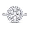 Image 2 : 1 CTW Round Diamond Halo Flower Cluster Ring 14kt White Gold - REF-81H5W