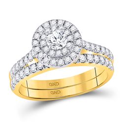 1 CTW Round Diamond Bridal Wedding Engagement Ring 14kt Yellow Gold - REF-90K3R