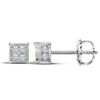 Image 1 : 1/3 CTW Round Diamond Square Cluster Screwback Earrings 10kt White Gold - REF-20R9H