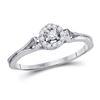 Image 1 : 1/10 CTW Round Diamond Solitaire Promise Bridal Ring 10kt White Gold - REF-11N9Y