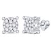 Image 1 : 1/2 CTW Round Diamond Corner Cluster Earrings 14kt White Gold - REF-40X8T