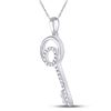 Image 2 : 1/12 CTW Round Diamond Key Pendant 10kt White Gold - REF-8X4T